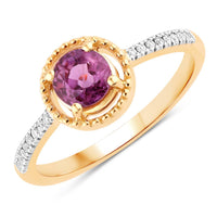 Diana M Jewels Women's Round Natural Ruby Fashion Ring (0.92 Ct) - Delicate in 14k yellow gold - women's jewelry