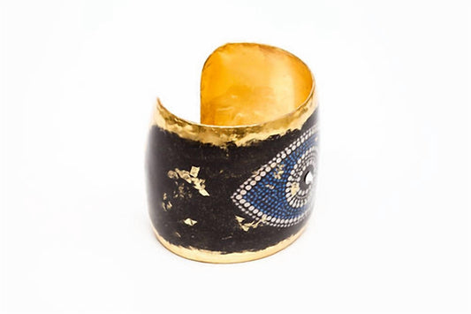 Avenue Chic - Women's Gold Leaf Evil Eye Cuff