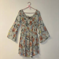 Blue B - Off-shoulder Flower Tiered Short Dress