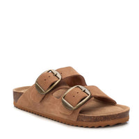 Xti Women's Buckle Suede Sandal in camel - women's sandal - detail view