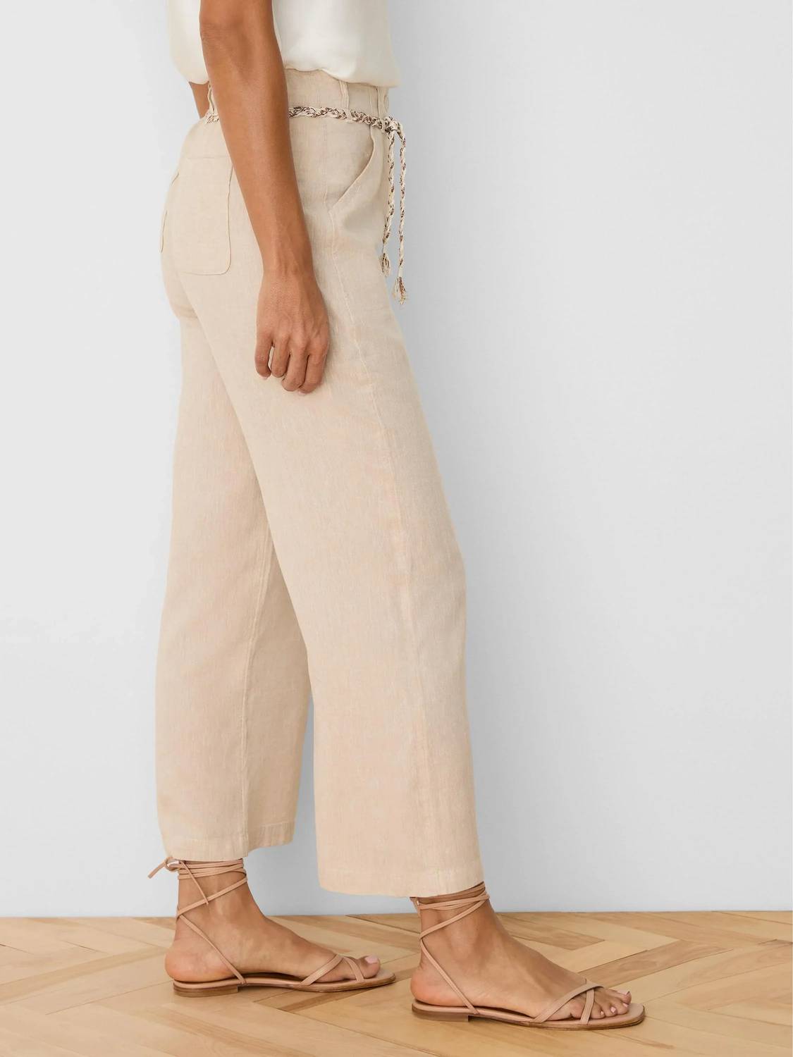 Nic + Zoe - Eliot Wide Leg Rumba Linen Belted Crop Pants