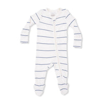 Angel Dear - Kids Vintage Stripe Ribbed Modal 2 Way Zipper Footie