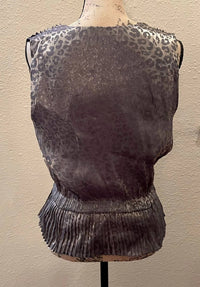 current air Women's Mara Pleated Sleeveless Blouse in leopard - women's blouse - detail view