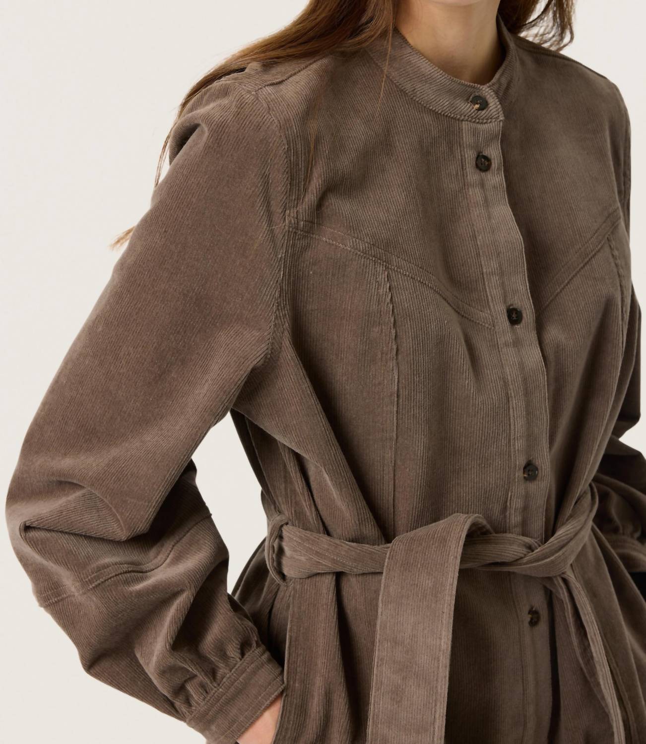Soaked In Luxury - Helle Corduroy Knee Length Shirt Midi Dress