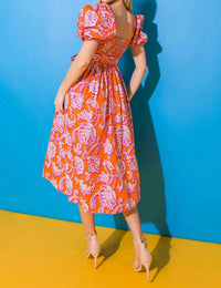 Flying Tomato - Printed Poplin Midi Dress