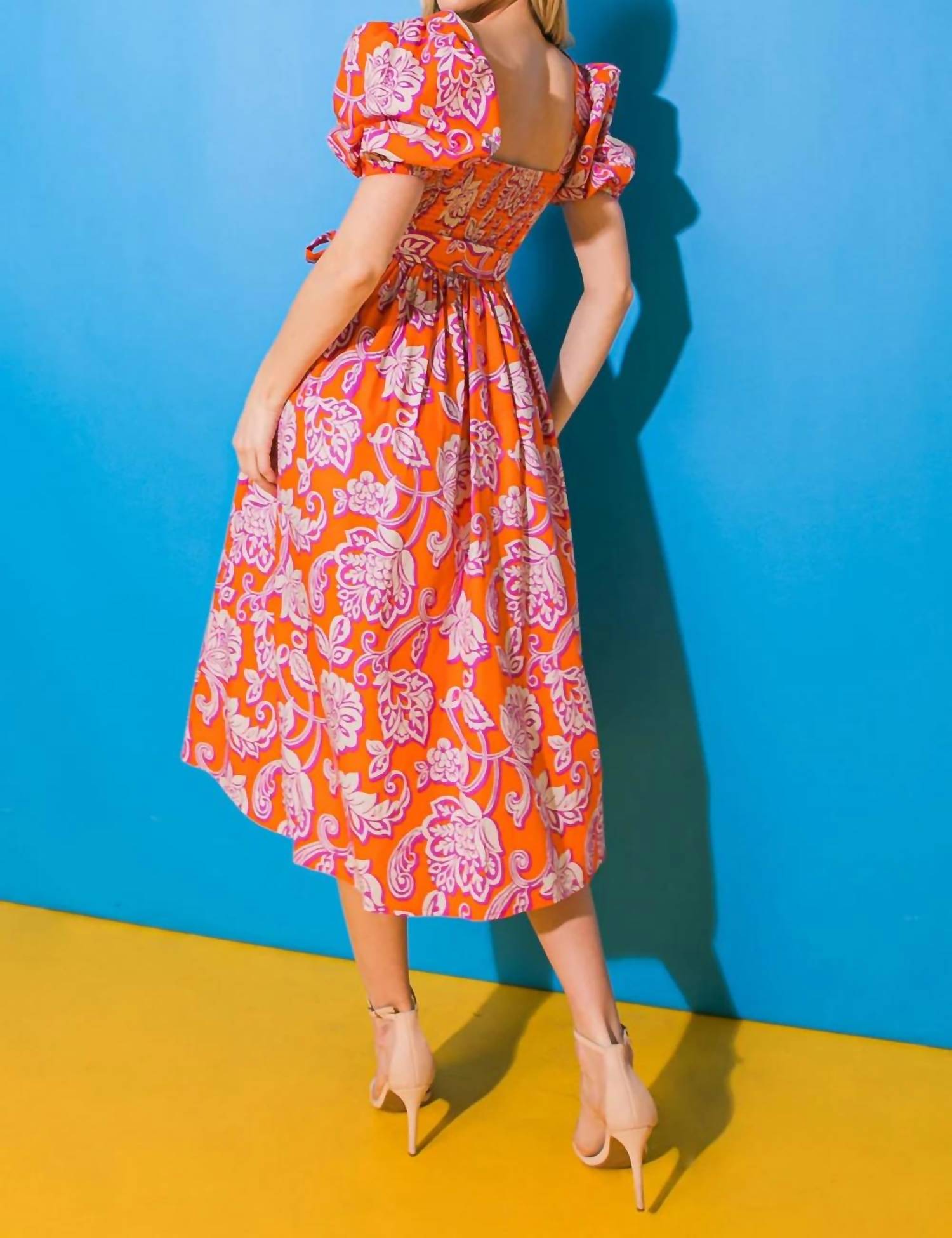 Flying Tomato - Printed Poplin Midi Dress