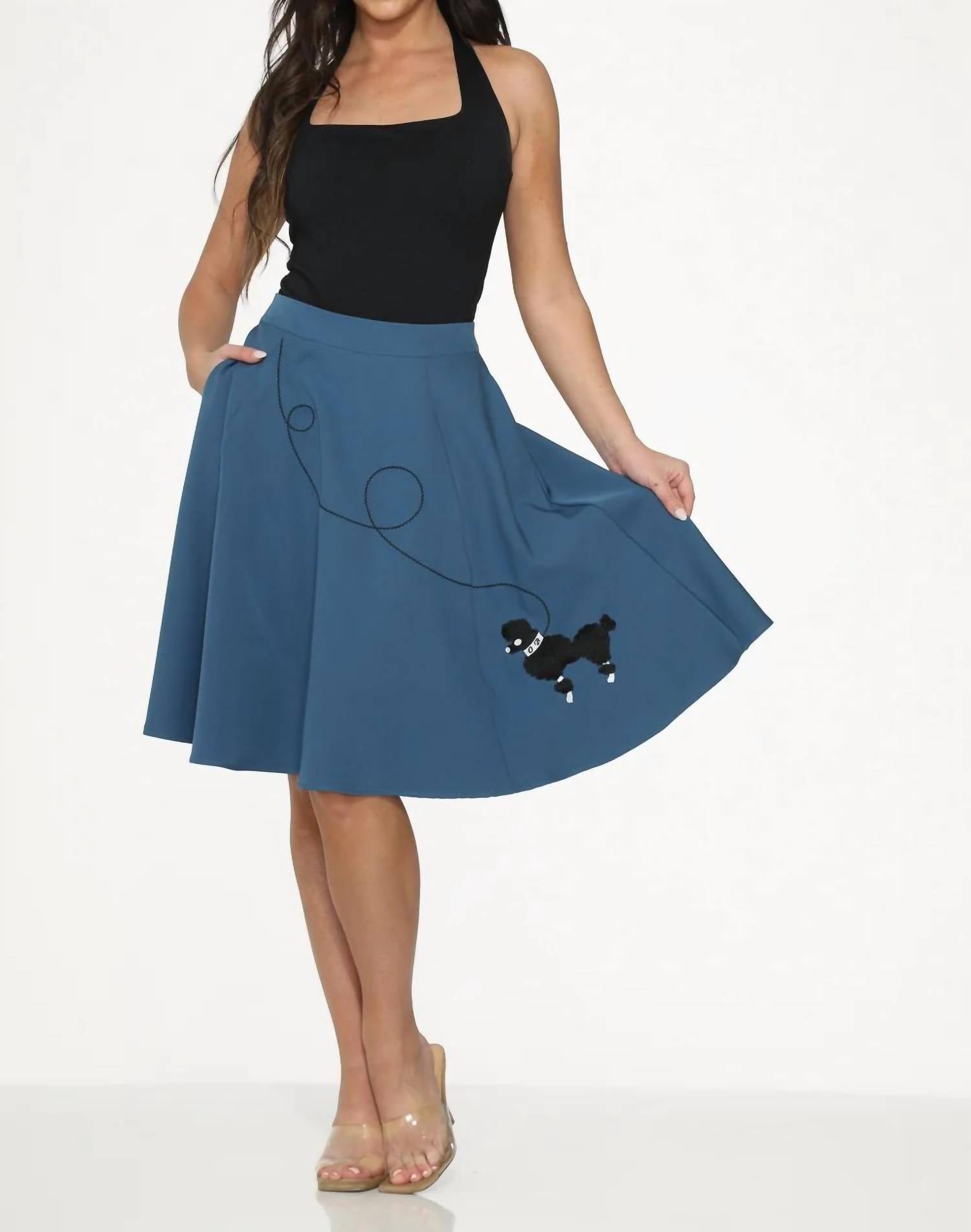 Orchid Bloom - Embroidered Poodle Swing Skirt