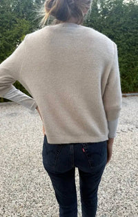 Kris Ana Mohair Mix Cardigan Top in beige 1 - women's cardigan - detail view