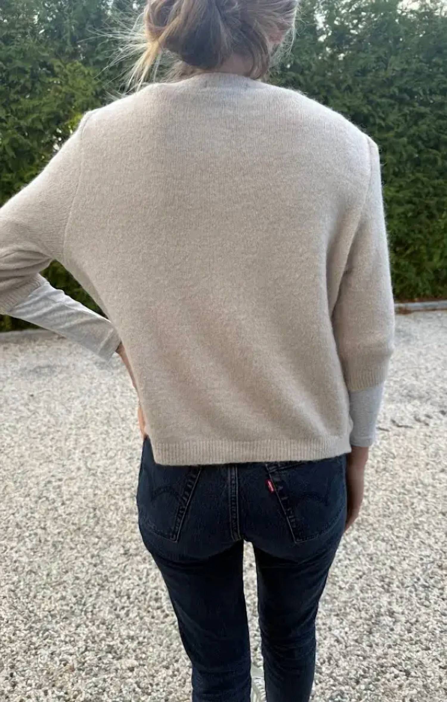 Kris Ana Mohair Mix Cardigan Top in beige 1 - women's cardigan - detail view