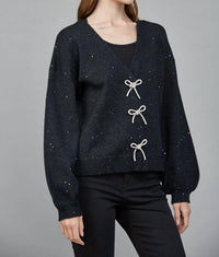Fate - Rhinestone Bow Sequin Cardigan Sweater