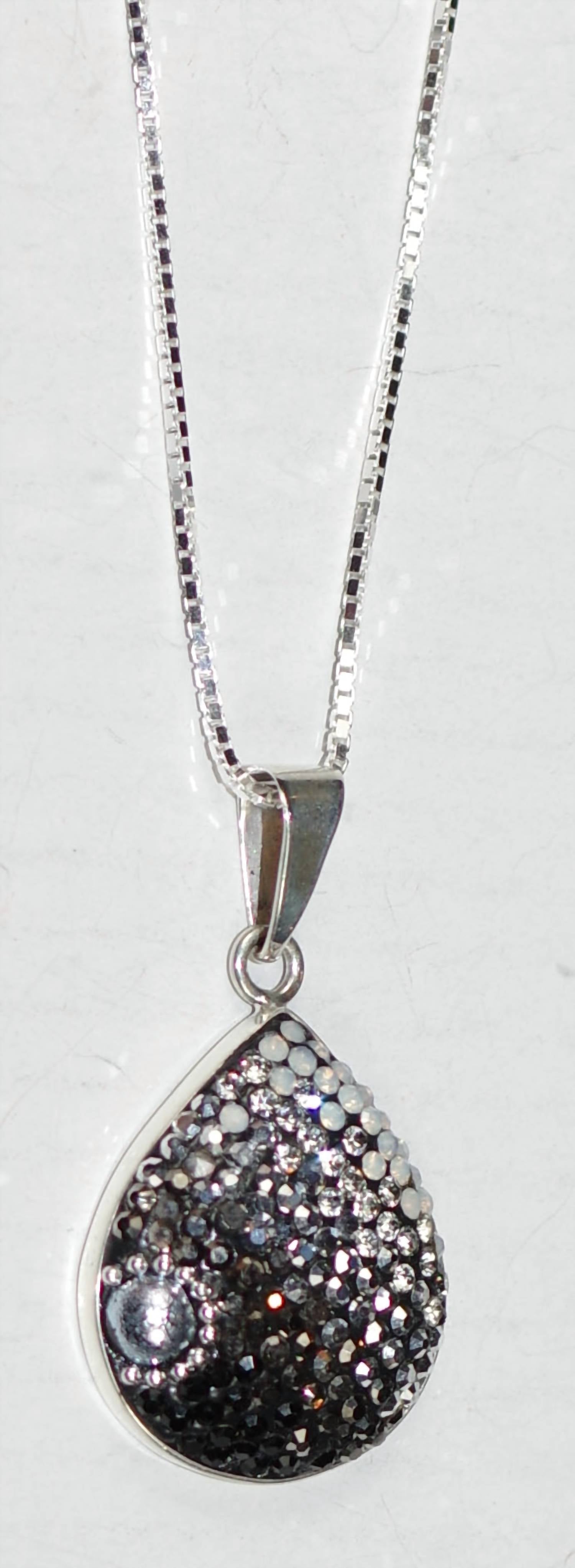 Mosaico Women's Crystal Pendant Necklace in silver - women's jewelry - detail view