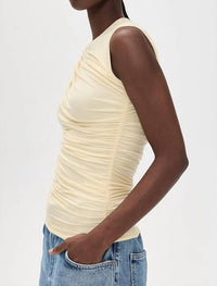 AGOLDE Ester Twist Tank Top in lemon drop - women's tank top - alternate view