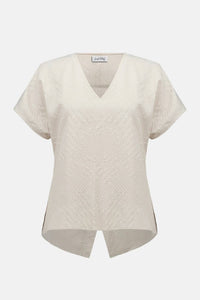 Joseph Ribkoff - Geometric Textured Jacquard Top With V-neckline