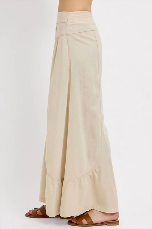 Risen - Linen Mix Ruffle Wide Leg Pants