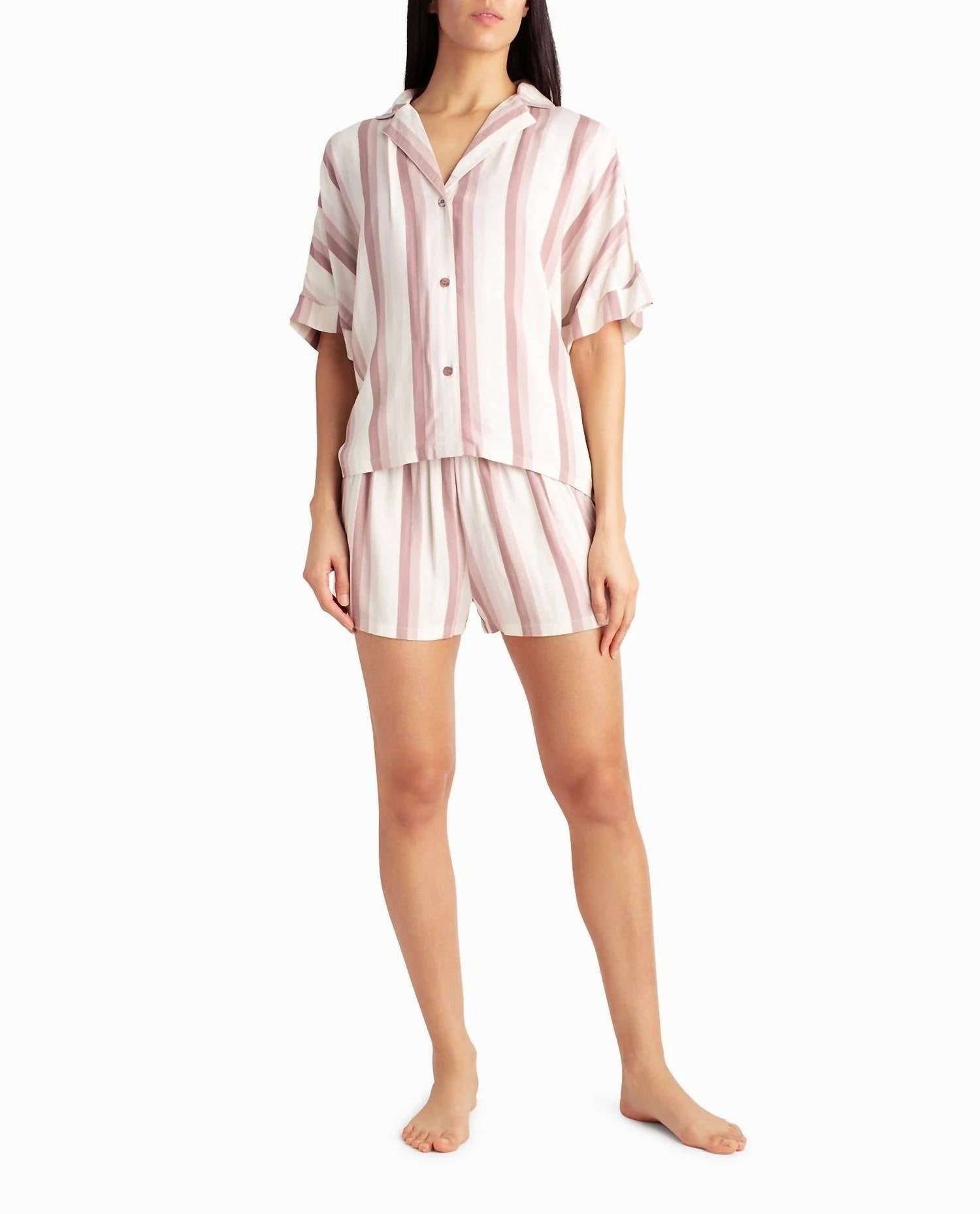 Nicole Miller - Woven Shirt And Short Two-Piece Sleepwear Set