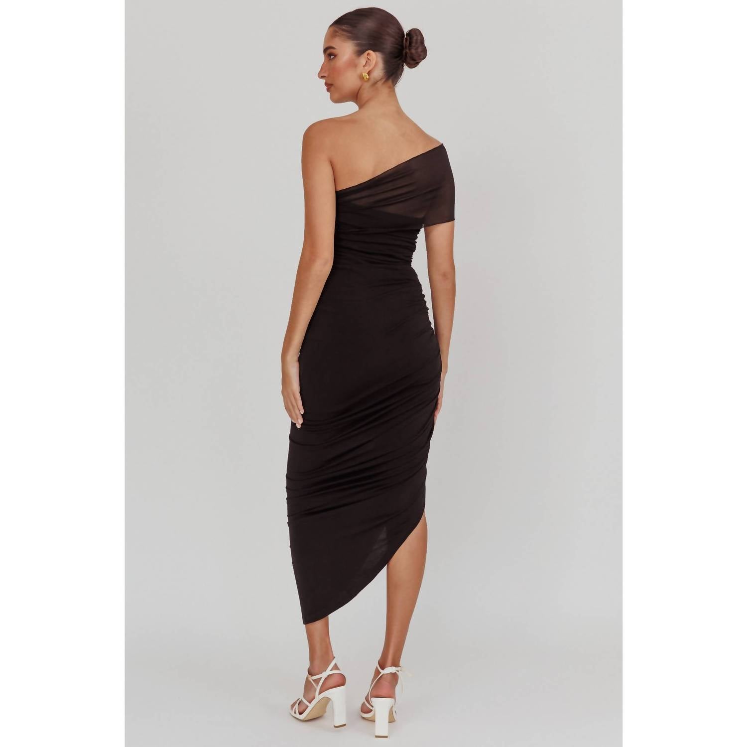Saints + Secrets - One Shoulder Mesh Maxi Dress