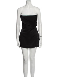 Alex Perry - Satin Crepe Strapless Corset Drape Mini Dress