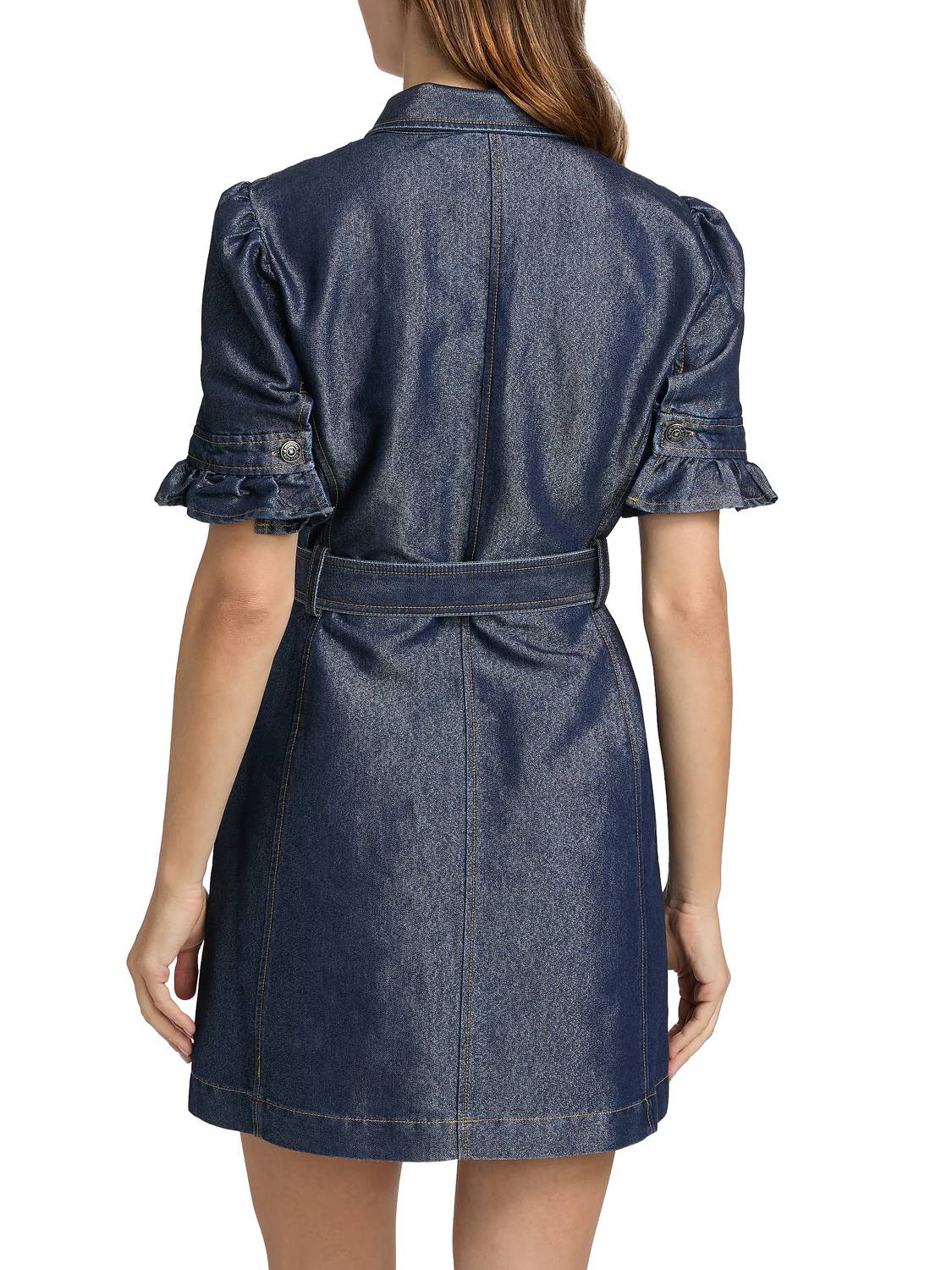 Cinq A Sept - Nolita Shimmer Denim Belted Minidress