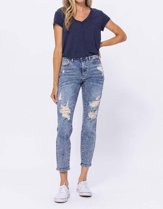 Judy Blue - Distressed Capri Denim Jeans