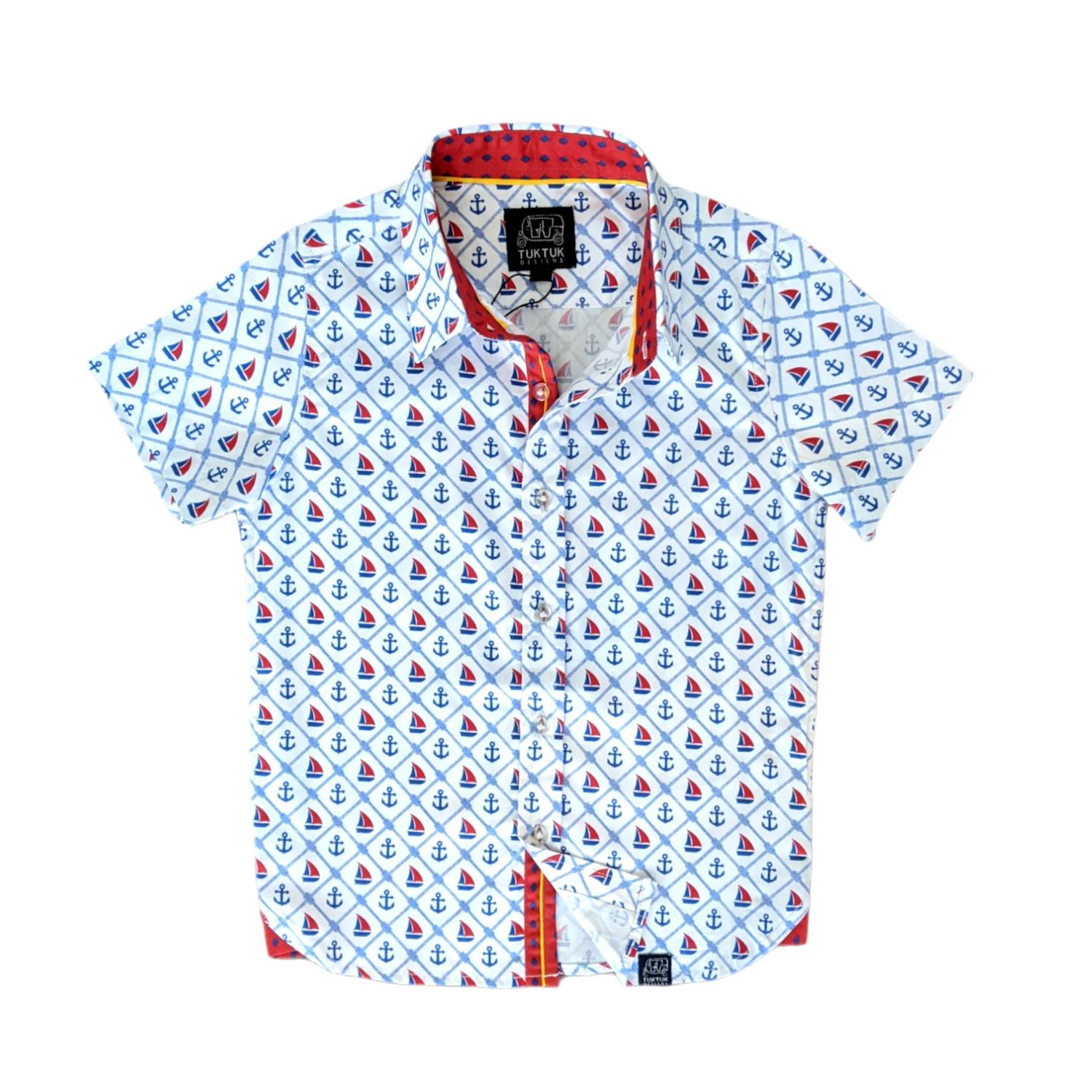 Tuktuk Designs - Anchors Aweigh Button-up Short Sleeve Shirt