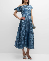 Lela Rose - Evelyn Off The Shoulder Metallic Fil Coupe Midi Dress
