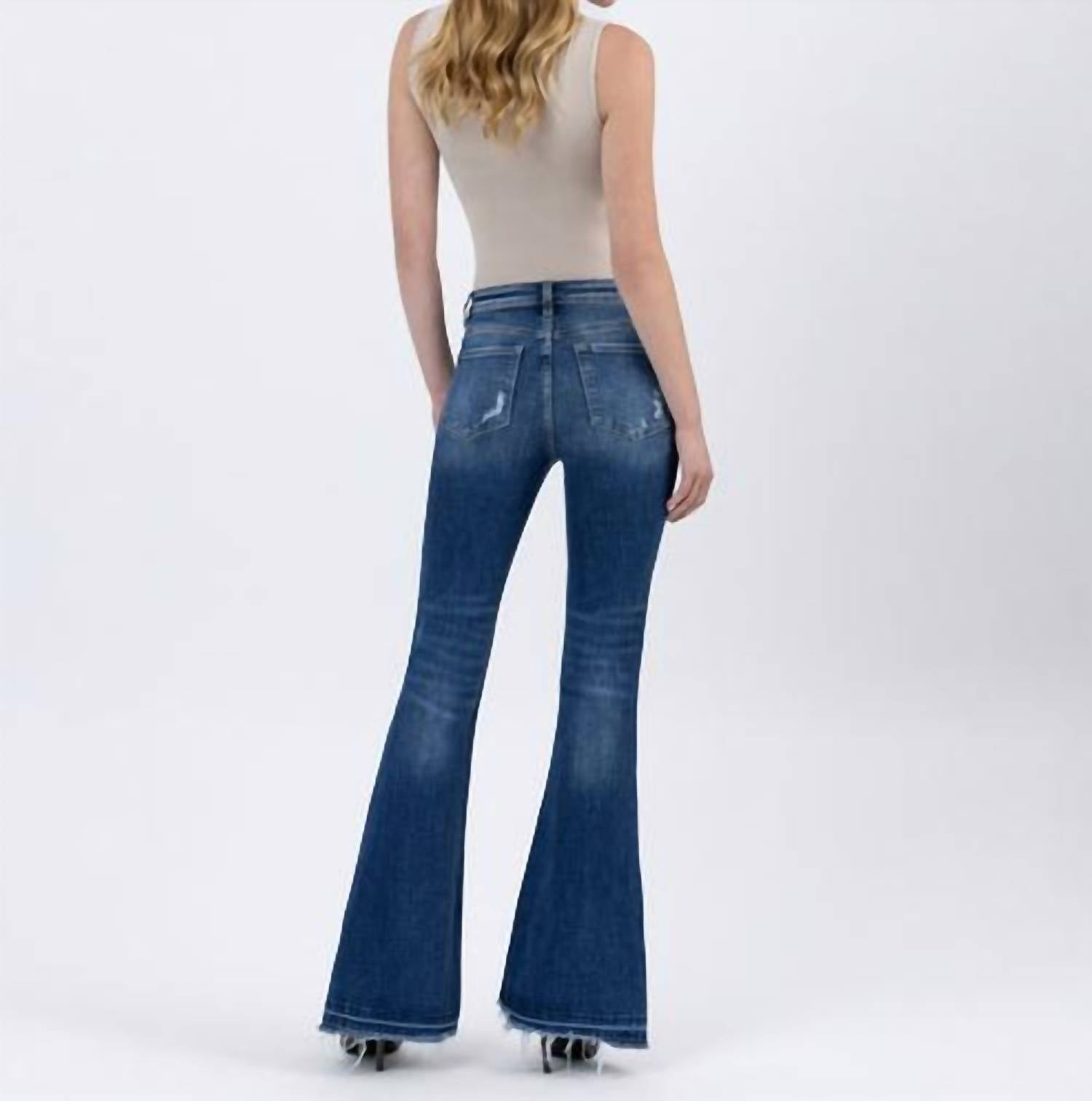Vervet By Flying Monkey - High Rise Distressed Flare Jeans