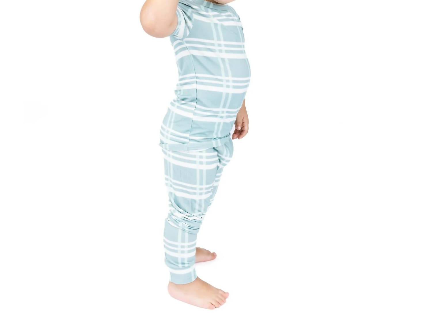Emerson And Friends - Plaid Two-piece Bamboo Short Sleeve Pajama Pants Set
