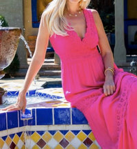Sweet Lovely By Jen - Surplus Crochet Lace Woven Maxi Dress