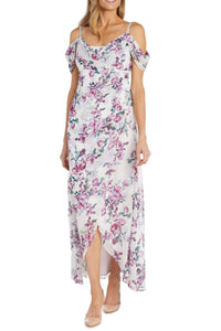R&M Richards - Floral Cold Shoulder Special Occasion Dress