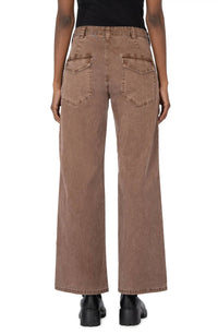 KUT FROM THE KLOTH Meg High Rise Ankle Wide Leg Jeans in fudge - women's jeans - detail view