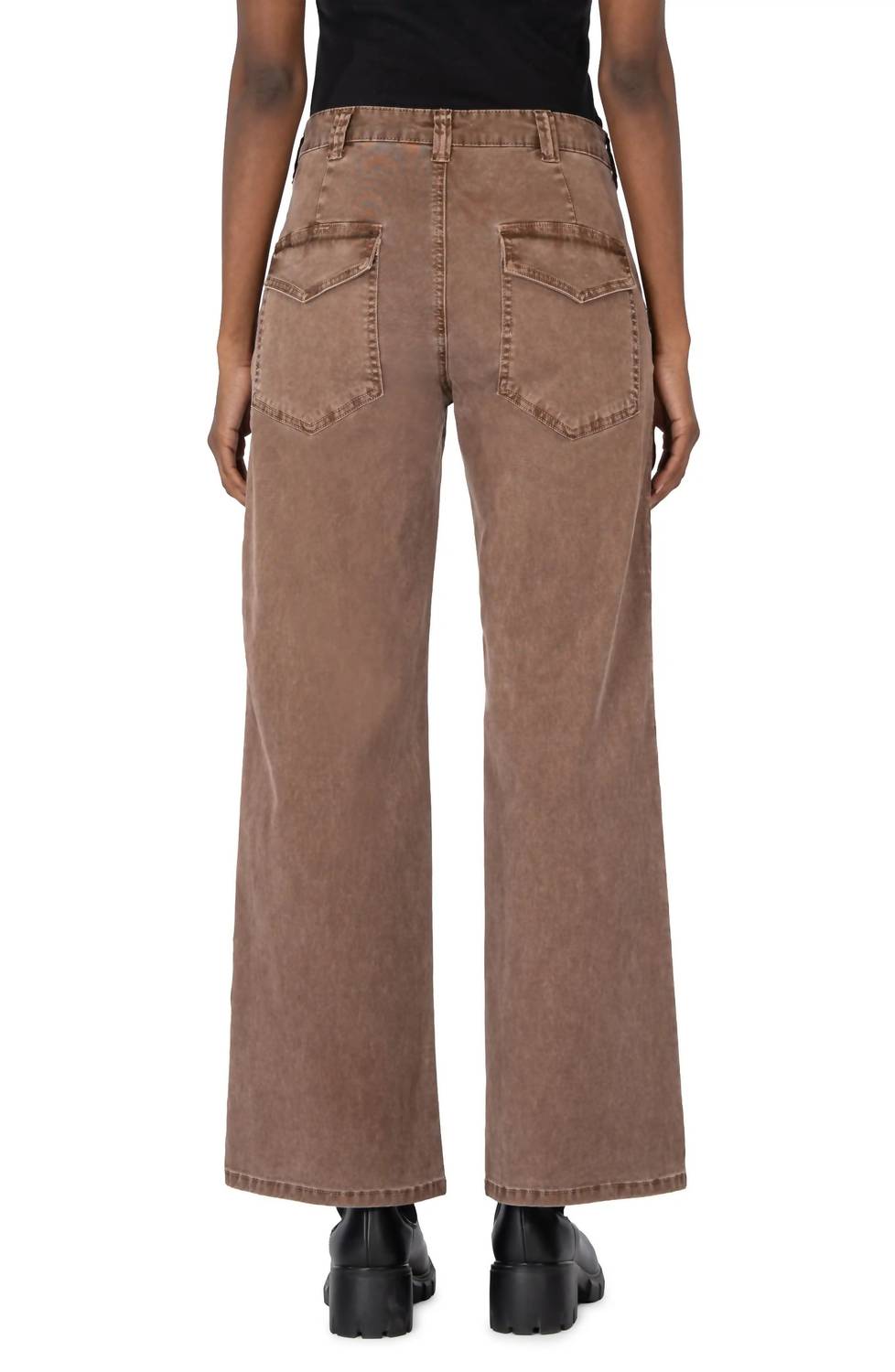 KUT FROM THE KLOTH Meg High Rise Ankle Wide Leg Jeans in fudge - women's jeans - detail view