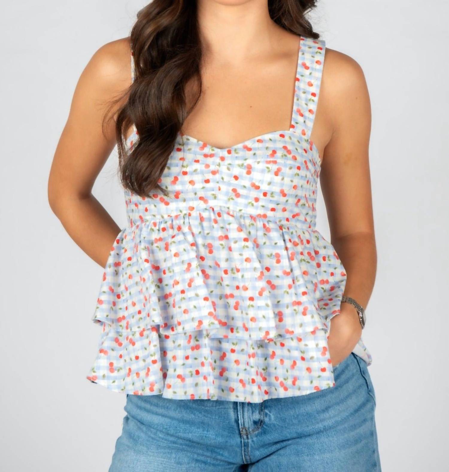 Sincerely Ours - Cherry Check Bella Tank Top