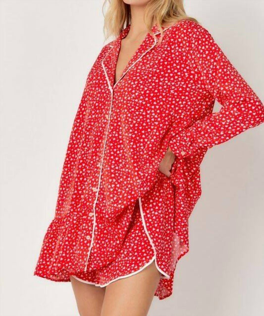 Davi & Dani - Heart Print Pajama Set