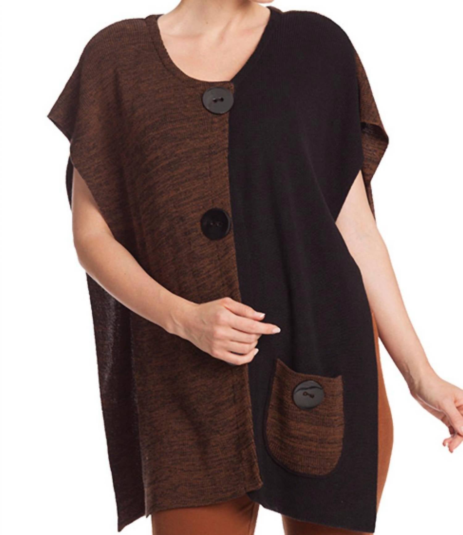 Angel - Large Button Poncho Sweater