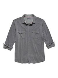 Flags & Anthem Harvey Stretch Twill Knit Flannel Shirt in charcoal - men's shirt - alternate view