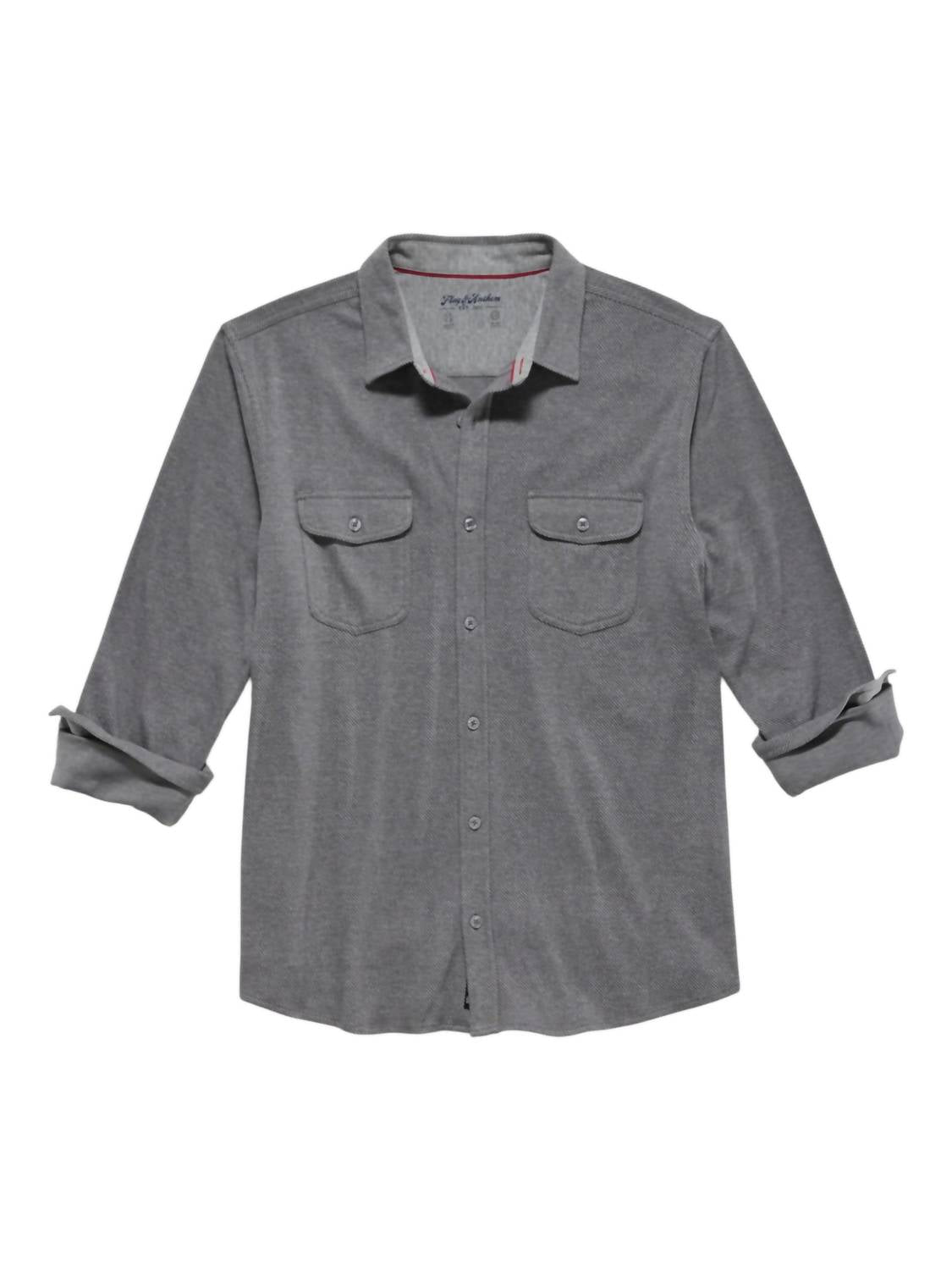 Flags & Anthem Harvey Stretch Twill Knit Flannel Shirt in charcoal - men's shirt - alternate view