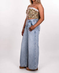 DAZE Kickback High-rise Palazzo Jean in hush - women's jeans - detail view