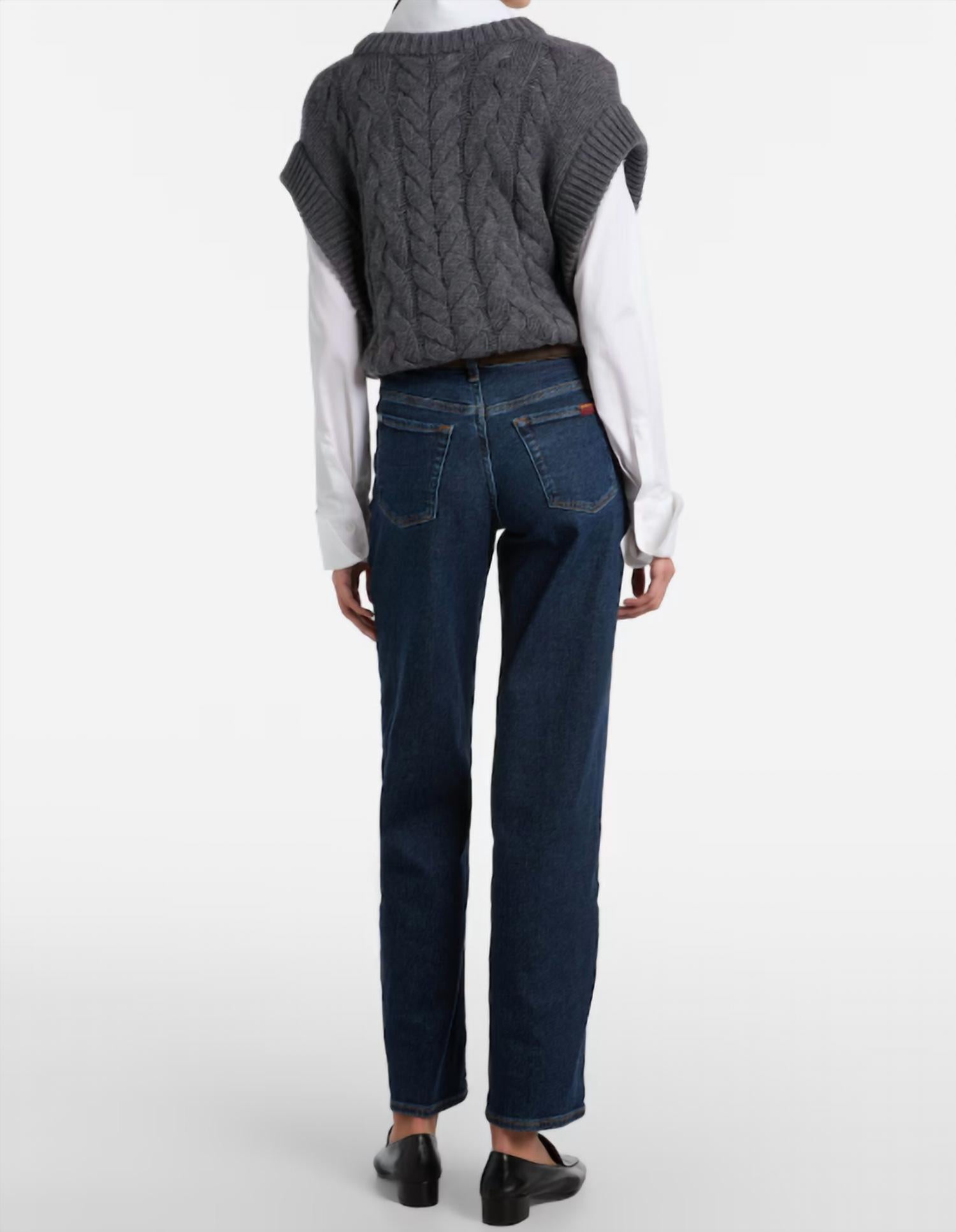 7 For All Mankind Stovepipe Straight Jeans in bluecrest - women's jeans - alternate view