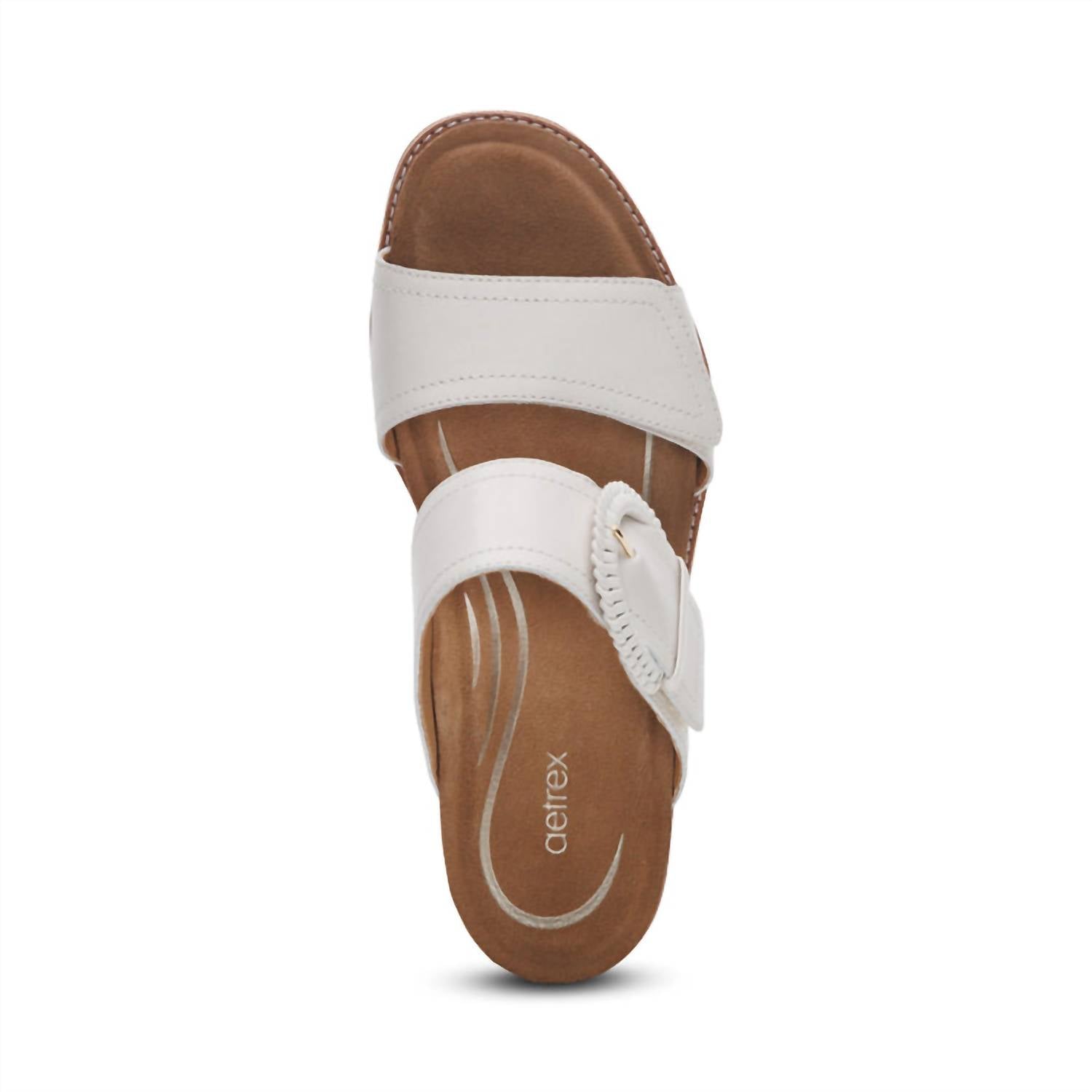 Aetrex Women's Tatiana Block Wedge Sandals in ivory - women's sandal - view 4