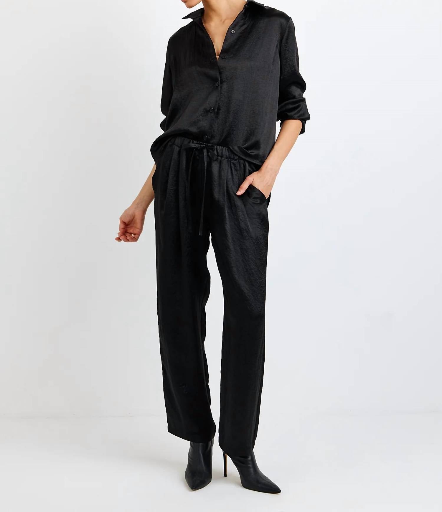 Bella Dahl - Pull On Slouchy Trouser With Elastic Waist and Tie