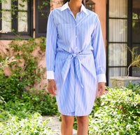 Karen Kane - Stripe Faux Wrap Shirtdress