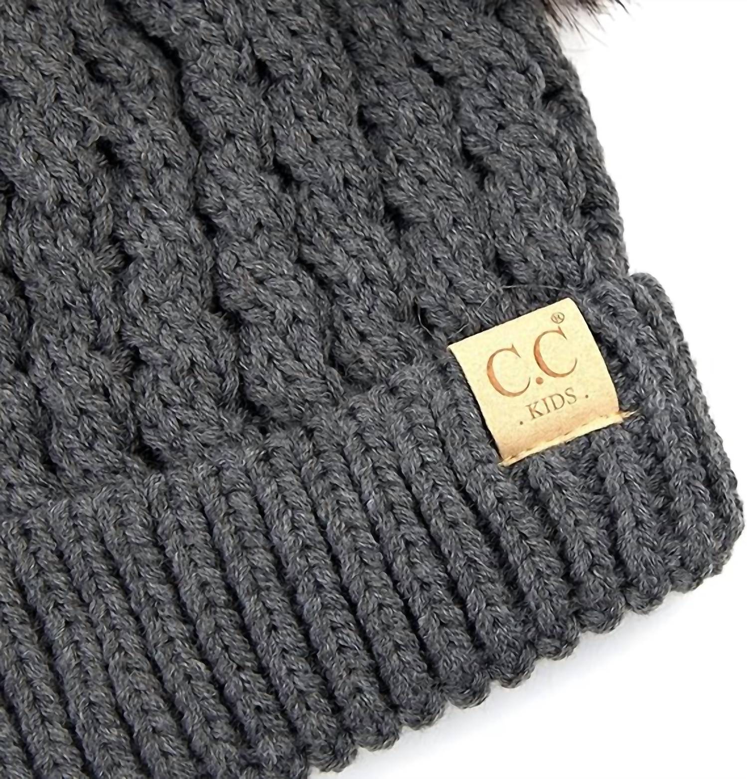 C.C Beanie - Kids Double Fur Pom Beanie