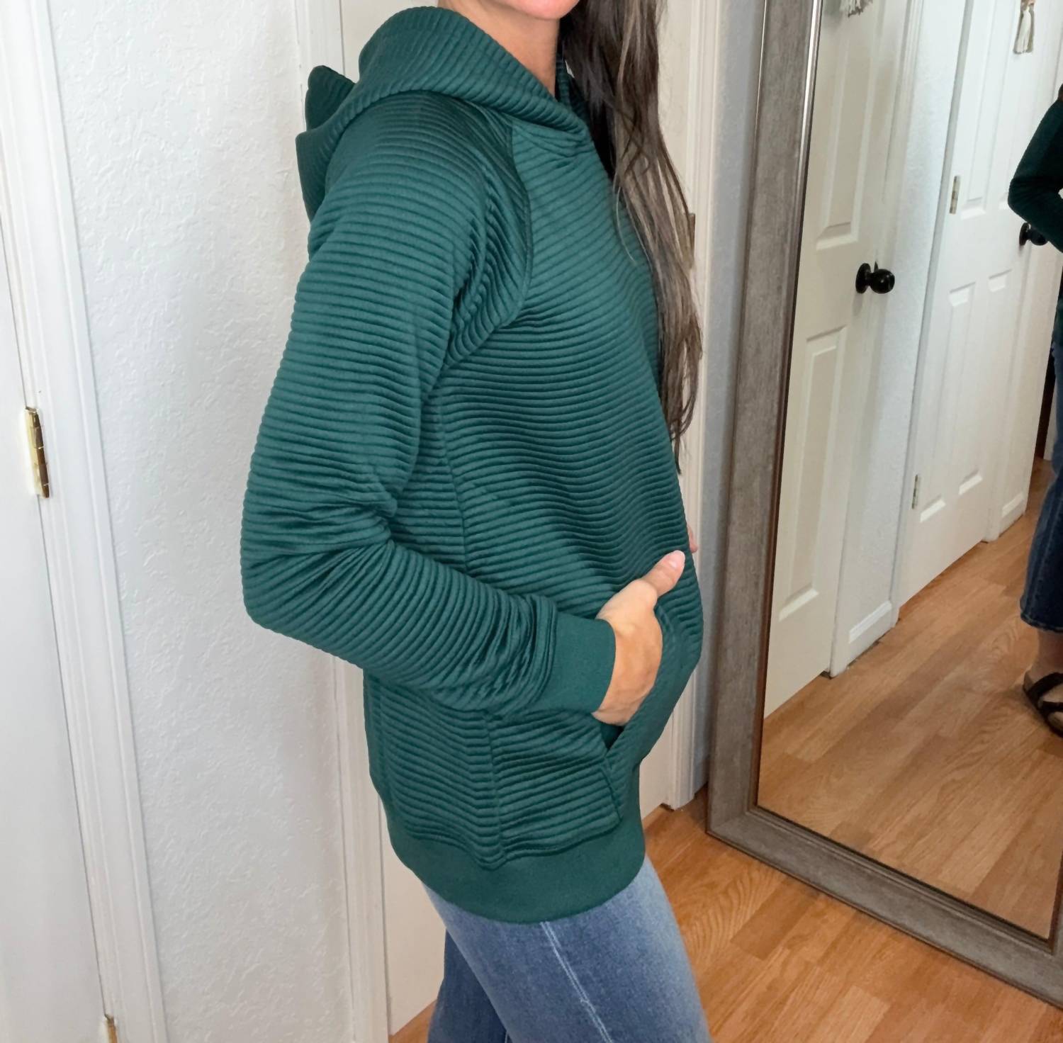 Michelle Mae - Tatum Textured Pullover Hooded Sweatshirt