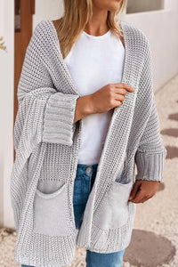 Little Daisy Closet - Oversized Fold Over Sleeve Open Front Cardigan