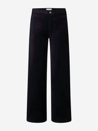 FRAME Le Slim Palazzo Modernist Pocket Pant in navy velvet - women's pants - detail view