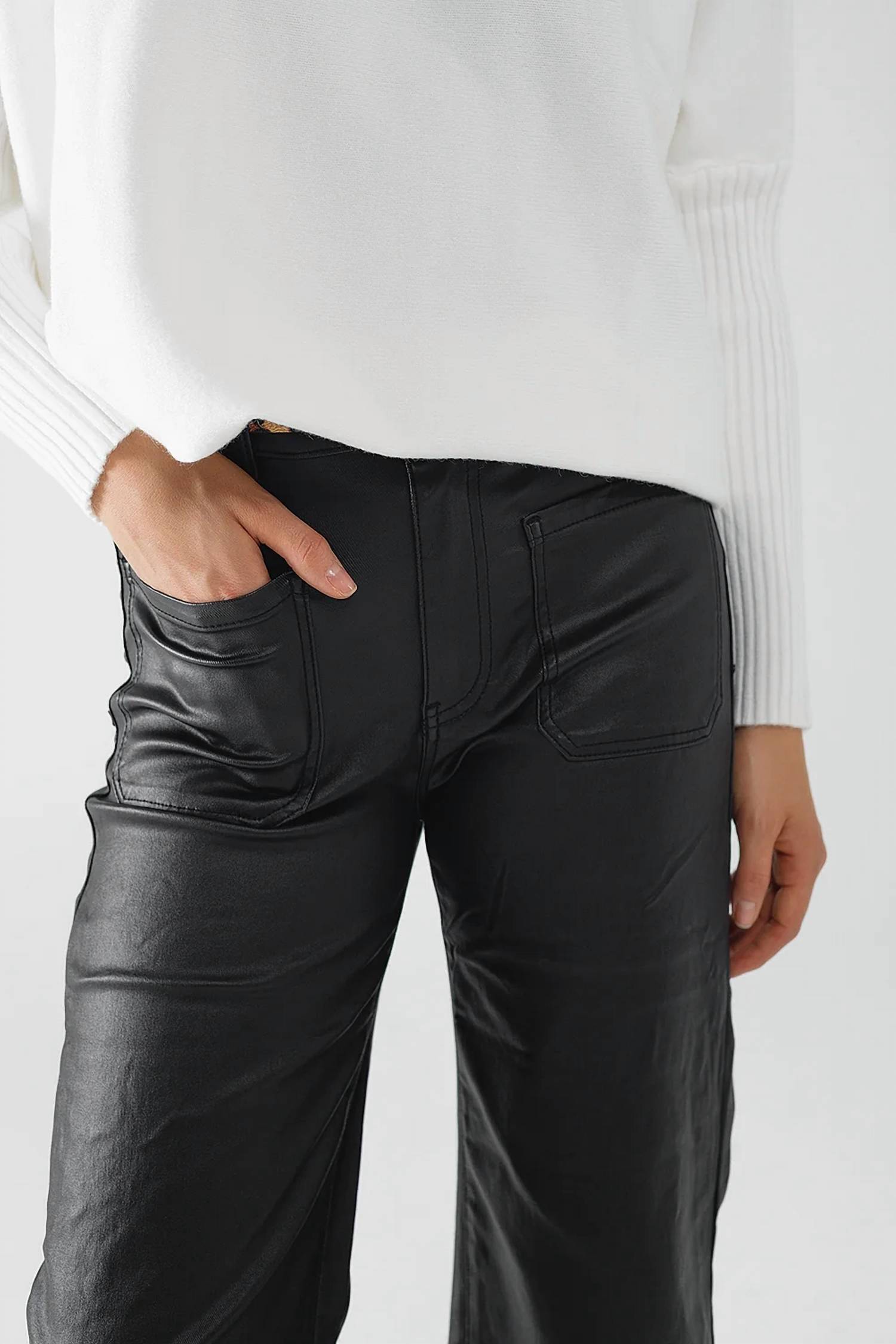 Q2 - Faux Leather Wide Leg Pants