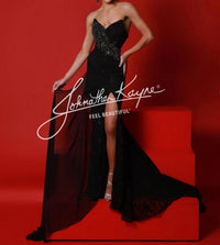Johnathan Kayne Elegant Strapless V-neck Gown in black - women's dress