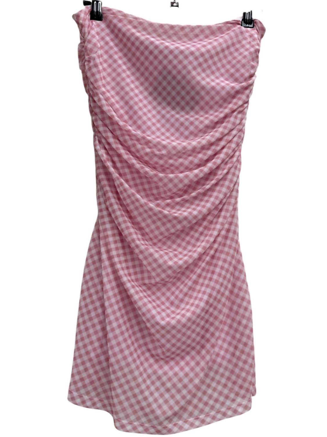 Needii - Women's Gingham Mesh Tube Mini Dress