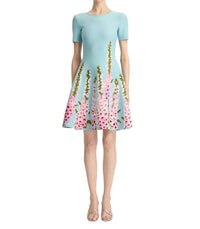 Oscar De La Renta - Allium Jacquard Fit And Flare Knit Dress