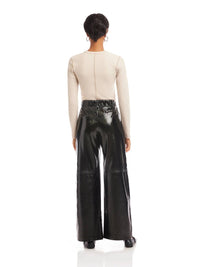 Fifteen Twenty - Lara Faux Patent Leather Wide Leg Pants